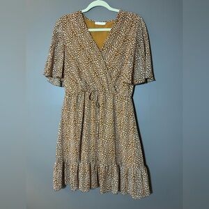 Kirundo Brown Patterned Midi Dress Womens size M